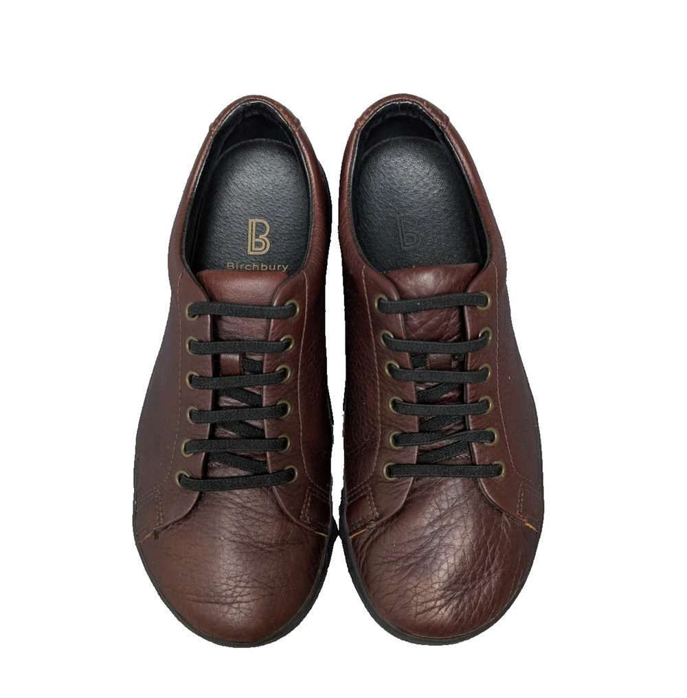 Birchbury Bramford Barefoot Sneakers Mens 7 Pebbled Leather Brown Shoe Minimal